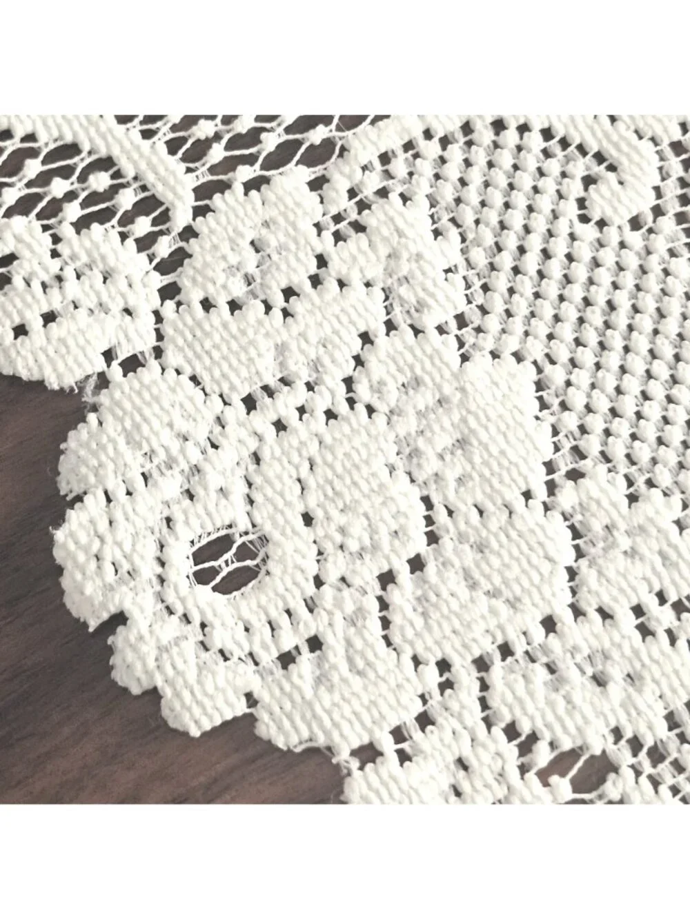 Crochet Lace Table Topper Ivory Rose Pattern Cotton Blend Square Cottagecore - Picture 7 of 9